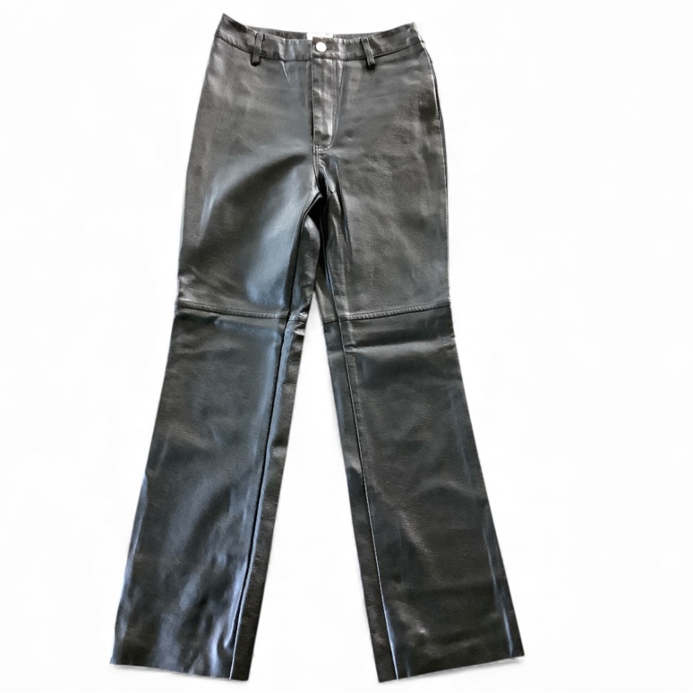 Princess Polly Black Faux Leather Pants Raw Hem Size 4 Y2K Grunge